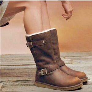 ugg leather buckle boots